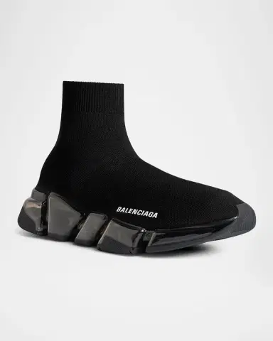 Balenciaga Men's Speed 2.0 Clear-Sole Knit Runner Sneakers | Thumbnail 2 Balenciaga Men's Speed 2.0 Clear-Sole Knit Runner Sneakers | Thumbnail 2