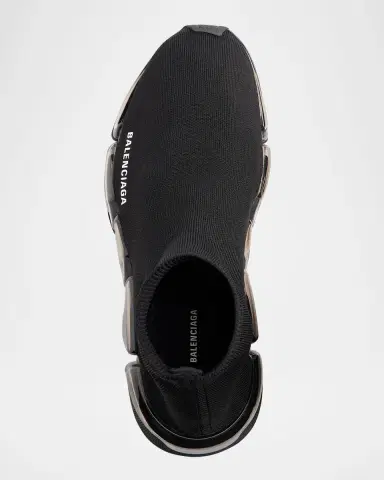Balenciaga Men's Speed 2.0 Clear-Sole Knit Runner Sneakers | Thumbnail 4 Balenciaga Men's Speed 2.0 Clear-Sole Knit Runner Sneakers | Thumbnail 4