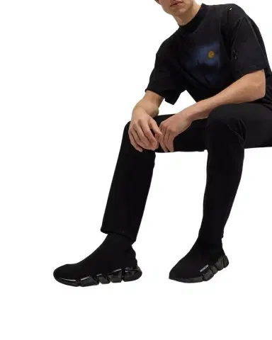 Balenciaga Men's Speed 2.0 Clear-Sole Knit Runner Sneakers | Thumbnail 1 Balenciaga Men's Speed 2.0 Clear-Sole Knit Runner Sneakers | Thumbnail 1