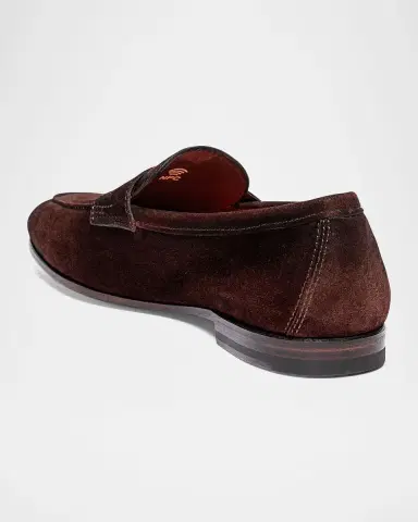 Santoni Men's Carlos Suede Penny Loafers | Thumbnail 4