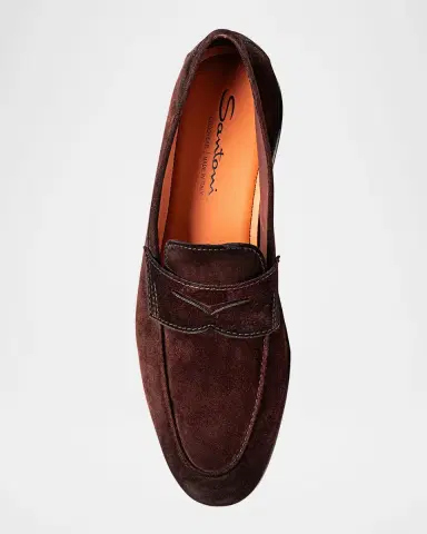 Santoni Men's Carlos Suede Penny Loafers | Thumbnail 5