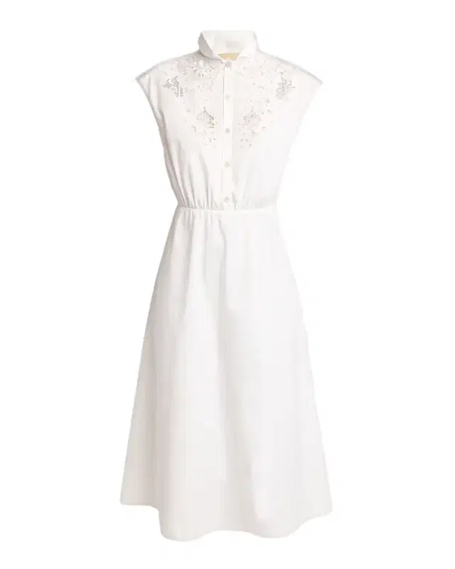 Broderie Anglaise Cap-Sleeve Midi Shirtdress