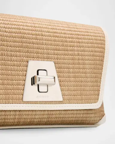 Akris Anouk Leather-Trim Raffia Clutch Bag | Thumbnail 4 Akris Anouk Leather-Trim Raffia Clutch Bag | Thumbnail 4