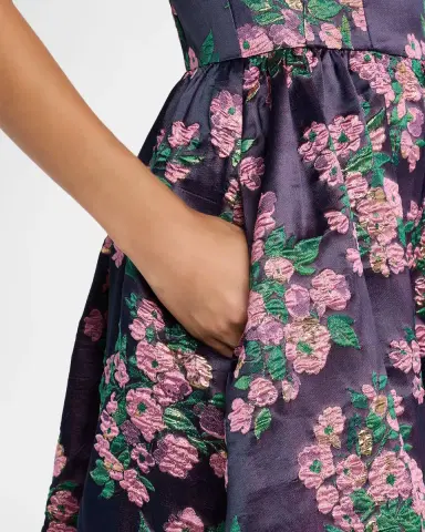 Shoshanna Dana Strapless Floral Jacquard Midi Dress | Thumbnail 6