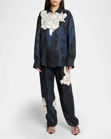 Victoria Beckham Floral-Print Pajama Shirt | Thumbnail 2