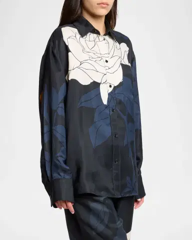Victoria Beckham Floral-Print Pajama Shirt | Thumbnail 4