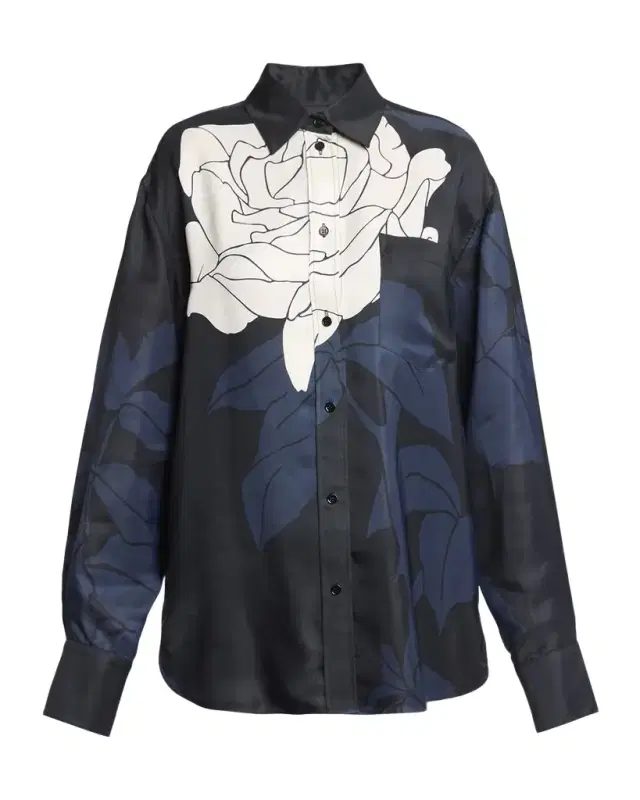 Floral-Print Pajama Shirt