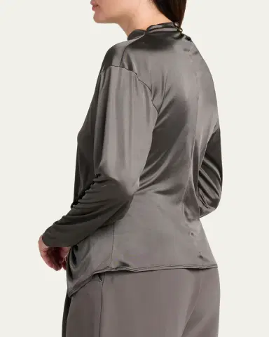Giorgio Armani Asymmetric Draped Shiny Viscose Top | Thumbnail 3 Giorgio Armani Asymmetric Draped Shiny Viscose Top | Thumbnail 3