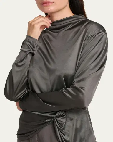 Giorgio Armani Asymmetric Draped Shiny Viscose Top | Thumbnail 5 Giorgio Armani Asymmetric Draped Shiny Viscose Top | Thumbnail 5