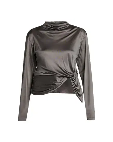 Giorgio Armani Asymmetric Draped Shiny Viscose Top | Thumbnail 1 Giorgio Armani Asymmetric Draped Shiny Viscose Top | Thumbnail 1