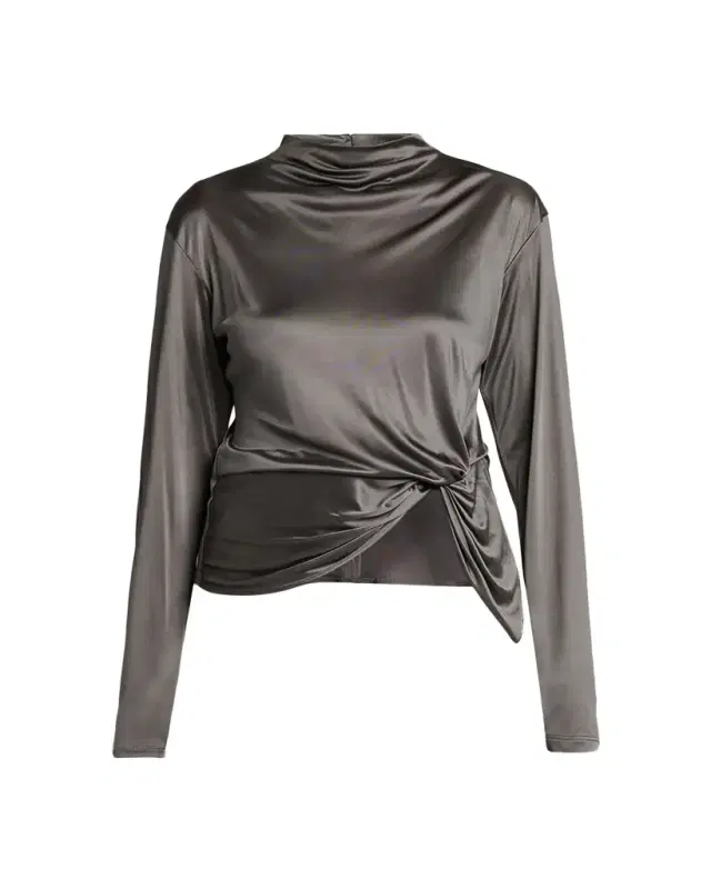 Giorgio Armani Asymmetric Draped Shiny Viscose Top