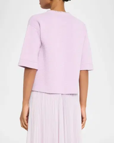 FABIANA FILIPPI Bead-Trim Crewneck Knit T-Shirt | Thumbnail 3 FABIANA FILIPPI Bead-Trim Crewneck Knit T-Shirt | Thumbnail 3