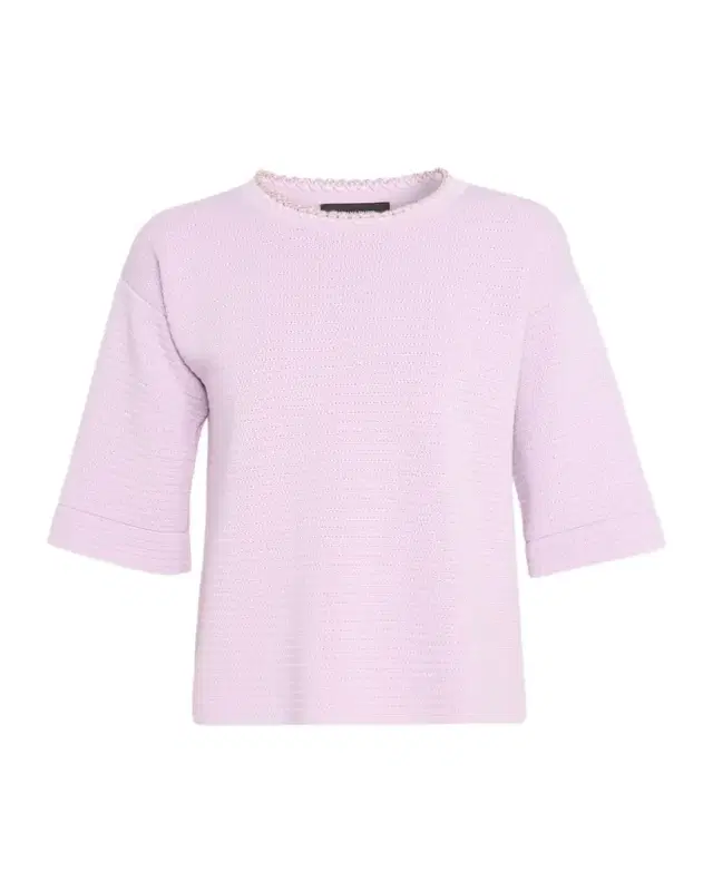 Bead-Trim Crewneck Knit T-Shirt