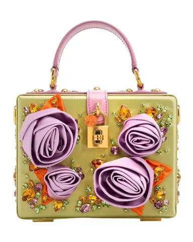 Dolce & Gabbana Crystal & Rosette Satin Box Top-Handle Bag | Thumbnail 1 Dolce & Gabbana Crystal & Rosette Satin Box Top-Handle Bag | Thumbnail 1