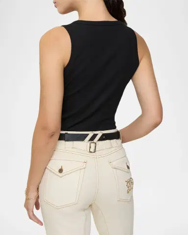 Burberry Cleo Lace-Up Ribbed Cotton Tank Top | Thumbnail 4