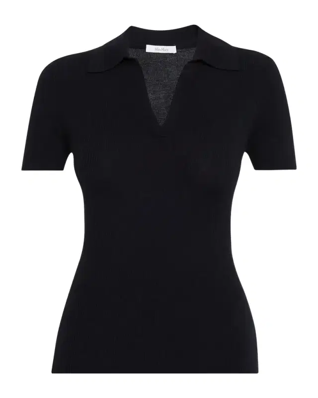 Max Mara Rib-Knit Wool Polo Shirt