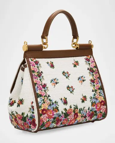 Dolce & Gabbana Sicily Woven Floral-Embroidered Top-Handle Bag | Thumbnail 2 Dolce & Gabbana Sicily Woven Floral-Embroidered Top-Handle Bag | Thumbnail 2