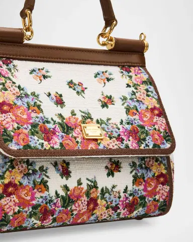 Dolce & Gabbana Sicily Woven Floral-Embroidered Top-Handle Bag | Thumbnail 4 Dolce & Gabbana Sicily Woven Floral-Embroidered Top-Handle Bag | Thumbnail 4
