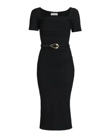 Chiara Boni La Petite Robe Bahir Belted Square-Neck Midi Sheath Dress | Thumbnail 1