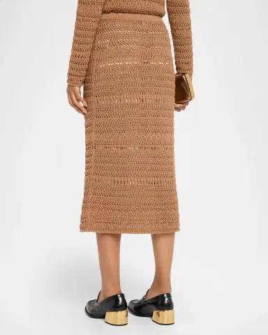 FABIANA FILIPPI Straight Open-Stitch Sequin Knit Midi Skirt | Thumbnail 3
