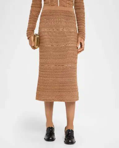FABIANA FILIPPI Straight Open-Stitch Sequin Knit Midi Skirt | Thumbnail 4