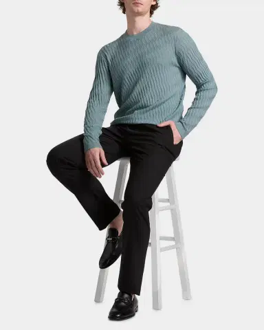 Emporio Armani Men's Wool Tonal Jacquard Crewneck Sweater | Thumbnail 2