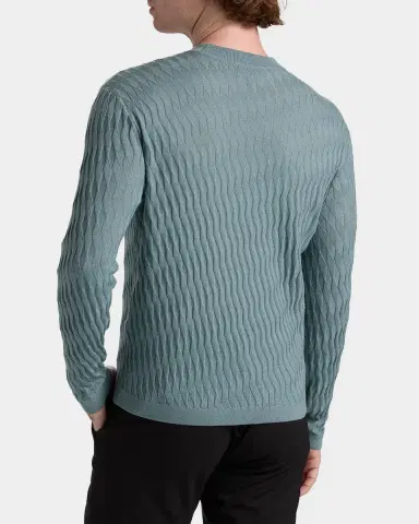 Emporio Armani Men's Wool Tonal Jacquard Crewneck Sweater | Thumbnail 3