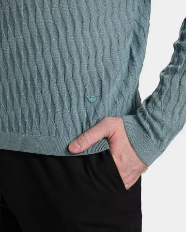 Emporio Armani Men's Wool Tonal Jacquard Crewneck Sweater | Thumbnail 5