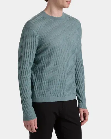 Emporio Armani Men's Wool Tonal Jacquard Crewneck Sweater | Thumbnail 7