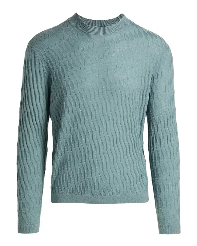 Men's Wool Tonal Jacquard Crewneck Sweater