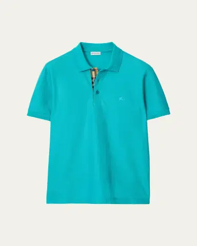Burberry Men's Check-Placket Slim Fit Cotton Polo Shirt | Thumbnail 5