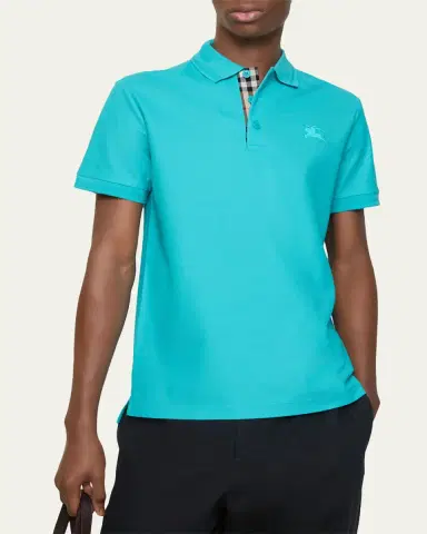 Burberry Men's Check-Placket Slim Fit Cotton Polo Shirt | Thumbnail 7