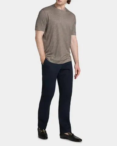 Emporio Armani Men's Lyocell and Cotton Micro-Pattern Crewneck T-Shirt | Thumbnail 2 Emporio Armani Men's Lyocell and Cotton Micro-Pattern Crewneck T-Shirt | Thumbnail 2