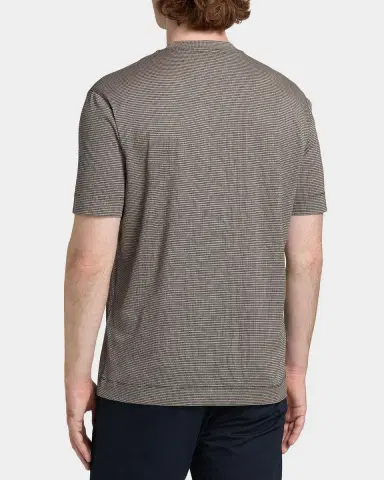 Emporio Armani Men's Lyocell and Cotton Micro-Pattern Crewneck T-Shirt | Thumbnail 3 Emporio Armani Men's Lyocell and Cotton Micro-Pattern Crewneck T-Shirt | Thumbnail 3