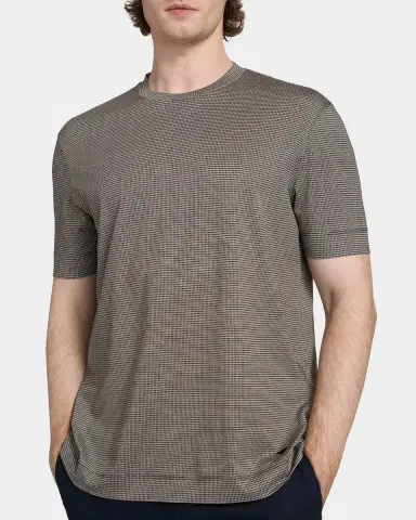 Emporio Armani Men's Lyocell and Cotton Micro-Pattern Crewneck T-Shirt | Thumbnail 5 Emporio Armani Men's Lyocell and Cotton Micro-Pattern Crewneck T-Shirt | Thumbnail 5