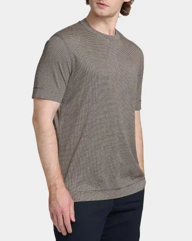 Emporio Armani Men's Lyocell and Cotton Micro-Pattern Crewneck T-Shirt | Thumbnail 7 Emporio Armani Men's Lyocell and Cotton Micro-Pattern Crewneck T-Shirt | Thumbnail 7