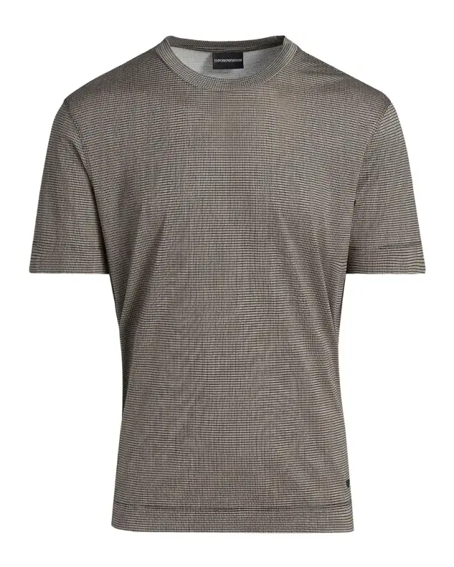 Men 's Lyocell and Cotton Micro-Geometric Crewneck T-Shirt