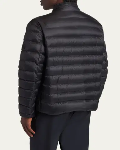 Moncler Men's Mackinac Diagonal-Quilted Down Biker Jacket | Thumbnail 2