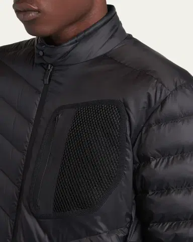 Moncler Men's Mackinac Diagonal-Quilted Down Biker Jacket | Thumbnail 4