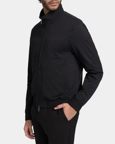 Emporio Armani Men's Seersucker Bomber Jacket | Thumbnail 5 Emporio Armani Men's Seersucker Bomber Jacket | Thumbnail 5