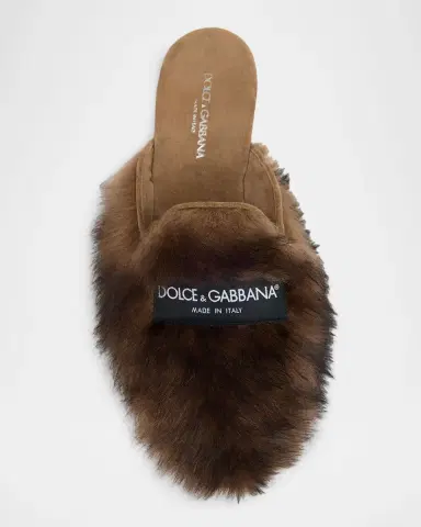Dolce & Gabbana Logo Tag Shearling Mules | Thumbnail 5 Dolce & Gabbana Logo Tag Shearling Mules | Thumbnail 5