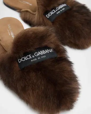 Dolce & Gabbana Logo Tag Shearling Mules | Thumbnail 6 Dolce & Gabbana Logo Tag Shearling Mules | Thumbnail 6