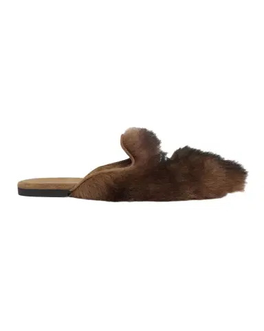 Dolce & Gabbana Logo Tag Shearling Mules | Thumbnail 1 Dolce & Gabbana Logo Tag Shearling Mules | Thumbnail 1