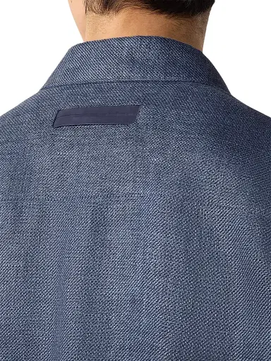 ZEGNA Men's Cashmere Linen and Silk Overshirt - Dark Indigo Blue | Thumbnail 4 ZEGNA Men's Cashmere Linen and Silk Overshirt - Dark Indigo Blue | Thumbnail 4