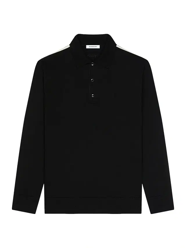 Men's Polo Shirt in Wool with Gros Grain Details - Black