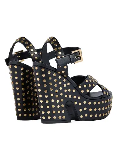 Givenchy Women's Clog Platform Sandals in Leather with Studs - Black | Thumbnail 4