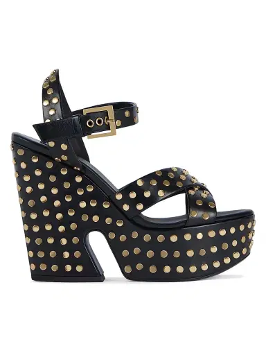 Givenchy Women's Clog Platform Sandals in Leather with Studs - Black | Thumbnail 1