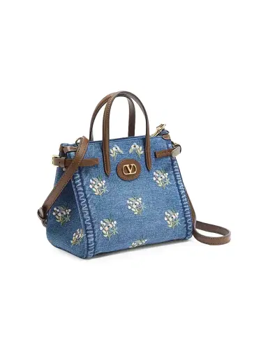Valentino Garavani Women's Antibes Embroidered Shopping Bag in Denim - Denim | Thumbnail 2 Valentino Garavani Women's Antibes Embroidered Shopping Bag in Denim - Denim | Thumbnail 2