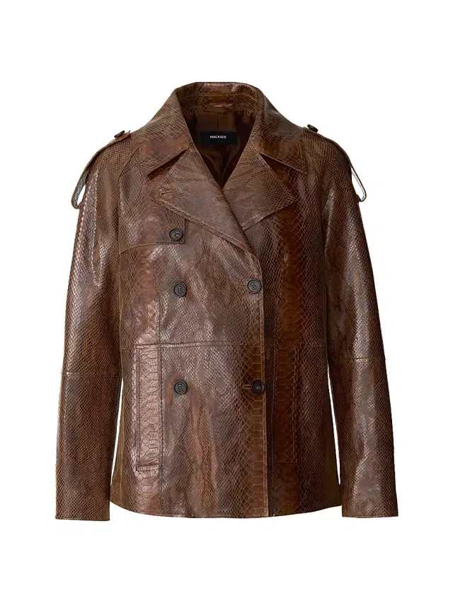 Mackage Women's Dolores Snake-Embossed Leather Jacket - Umber