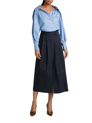 Altuzarra Women's Arthur Striped Poplin Wrap Top - Azure Stripe | Thumbnail 2 Altuzarra Women's Arthur Striped Poplin Wrap Top - Azure Stripe | Thumbnail 2